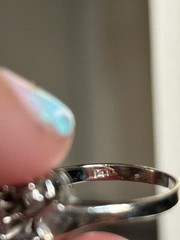Vintage 14K White Gold Cocktail Ring with Diamonds (Size 5.25)