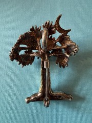 Vintage MJ SIGNED silver & gold tone Palm Tree Crescent Moon / Pendant – Brooch