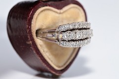 Antique Circa 1920s Art Deco 18k Gold Natural Diamond Decorated Ring