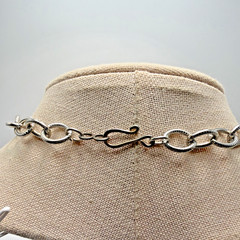 Vintage Coin Charm Necklace Grechian Silver Toned Size 18.5”