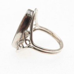 925 Sterling Silver Vintage Real Picture Jasper Oxidized Ring Size 6
