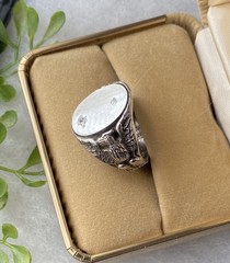 Vintage Uncas 925 Sterling Silver Blank Signet Ring Full Double Eagles Sz 8.25