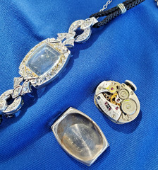 Original EARTH MINED DIAMOND Deco Elgin Watch Gatsby era Vintage PLATINUM Case