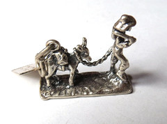 VTG 3D ROCKY MI MAN W/ DONKEY CHARM PENDANT 925 STERLING SILVER 21MM LONG
