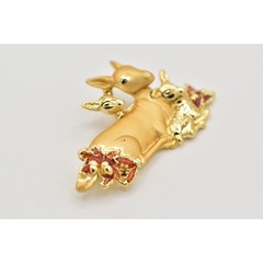 Danecraft Vintage Christmas Deer Pin Brooch Red Fawn Doe Brushed Gold Signed A19