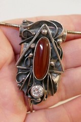 Vintage Studio Handmade Sterling Silver & Carnelian Choker Style Necklace