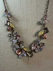 Vintage Unbranded Gold Tone Adjustable Length Rhinestone Statement Necklace