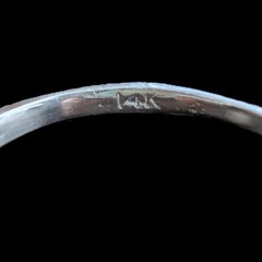 Vintage Opal Diamonds 14k White Gold Large Cocktail Ring Halo Estate Gift