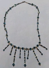Vintage Handmade 17.5in Sterling Silver Blue Crystal Beaded Necklace 925 Tested