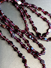 Genuine Almandine Garnet Unusual Geometric Rhombus Bead Necklace Clasp-Free 36″