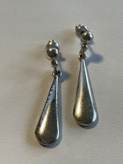 Vintage 925 Sterling Silver Earrings Elegant Teardrop Dangle Drop 1.25″ D384