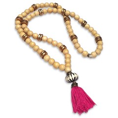VTG Southwest Style Boho Hot Pink Tassel Drop Pendant Statement Necklace 36″