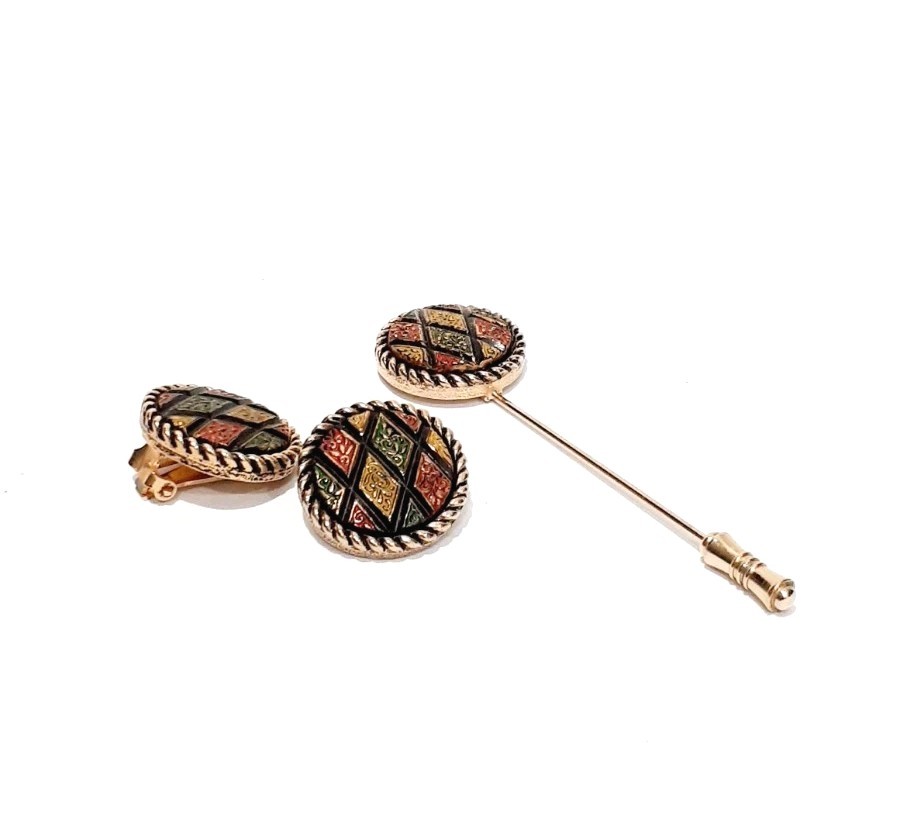 Vintage Sarah Coventy Clip Earrings and Hat Pin Set Rare SEE DESCRIPTION