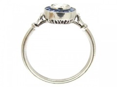 Art Deco 2CT Lab-Created Diamond & Sapphire Engagement 14K WhiteGold Finish Ring