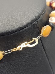 Vintage Artisan Beaded Necklace Bone Shell Agate Boho Tribal Statement