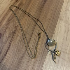 Vintage 14k GF Good Luck Charm Holder Seashell Necklace 26” Chain Gold Filled