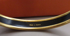 Vintage Hermes Paris Gold Enamel Bangle Bracelet with Box – Size 66 (KB-14)