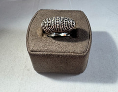 Vintage sterling silver beaded dome ring, size 5.50