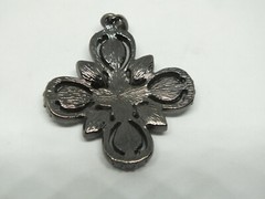Beautiful Pendant Dark Silver Tone Dark Olive Green Rhinestones 1 3/4 x 1 1/2″