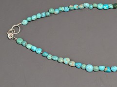 Vintage Turquoise Beaded Necklace 16.5″ 925 Sterling Silver Clasp