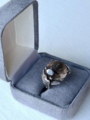 Vintage Sterling Silver Smoky Quartz Crystal Ring Size 7
