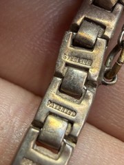 Vintage Bracelet Edwardian Blue Tennis Sterling Silver 7 Inches 1915 PJ