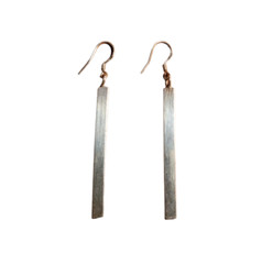 Vintage 1990s 2000s Y2K Sterling Silver Dangle Bar Earrings Retro Minimalist