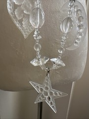Vtg Chandelier Clear Crescent Moon Hearts and Star Necklace. See pics.