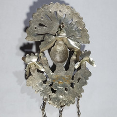 Vintage Peruvian Pendant Silver Tone Figural Peacock Bird READ