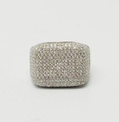 Square shape pave crystals sterling 925 silver large ring size 11.25