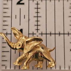 VTG Mode ART Gold-Tone Happy Elephant Brooch 1.5″ X 1.25″ Whimsical Trunk Up