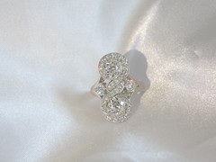 Vintage Sterling Silver 925 CZ Large Antique Style Ring Size 6