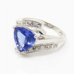 NYJEWEL 14k White Gold 2ct Tanzanite Diamond Ring Signed JCR