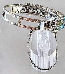 Lisner Vintage Rhinestone Bracelet & Earrings Blues Greens ABs Silver-Tone