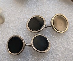 Lot Of 5 Vintage & Art Deco Style Button Cuffs Brass Glass Enamel