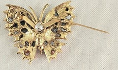Vintage ART Brand Elegant Jeweled Butterfly Brooch Pin Gold Tone Jewelry 🦋