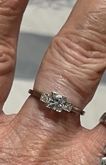Art Deco c.1930 White Sapphire Diamond 18K White Gold Platinum Ring Sz 5.75