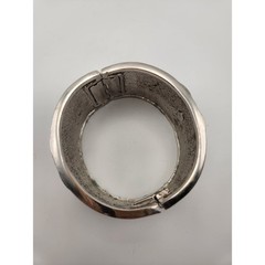 Lanvin Paris Vintage Art Deco Enamel Hinged Cuff Bracelet Silver Brown Black
