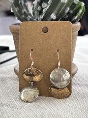 Vintage Sterling Silver And Gold Plated, Asymmetrical Dangle Earrings