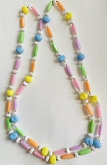 Vintage Pastel Beaded Necklace with Colorful Marble Lucite Beads and Glass Space