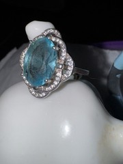 Topaz Teardrop Halo Stud Earrings 925 w/ Ring