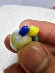 Vtg White Yellow Blue turquoise color glass beads Necklace 24in”- READ