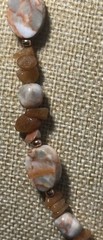 VTG Polished Quartz Agate Stone Gemstone Necklace 20” Toggle Clasp Copper Accent