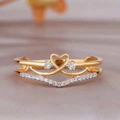 Pure 10K Yellow Gold FN Round Cut 0.24TCW White Moissanite Heart Design Ring