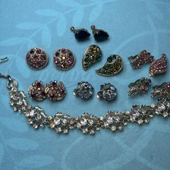 Lot 7 Pr Vintage Clip Earrings Lisner, Kramer, Weiss & Haskell & Lisner Necklace