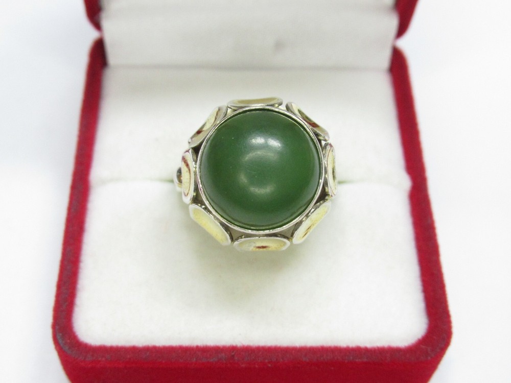 Vintage USSR sterling silver ring 875 star, nephritis, 7,81 gr, ring size 7.