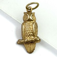 Vintage Owl Charm Necklace Pendant Brass Metal Stamping Charm Vintage Jewelry