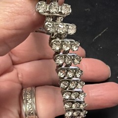 Vintage Japan Rhinestone Stretch Bracelet 3 Row 1950’s Gorgeous Fits Most All