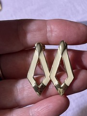 MCM Vintage Napier Ivory Enamel Gold Tone Drop Screw Hinged Clip Earrings