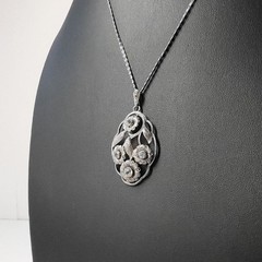 Vintage Klotz 935 Silver Spinel Marcasite Floral Pendant Necklace TEKA Germany